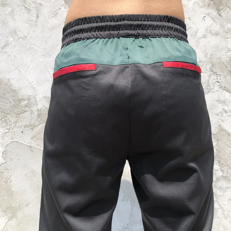 Man Fall Outfits Cargo Pants Color Matching Ankle-Length Pants Ankle-Tied Stitching Casual Men and Women Function Multi-Pocket Overalls