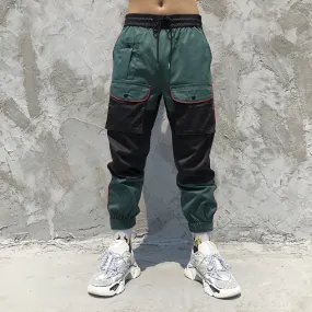 Man Fall Outfits Cargo Pants Color Matching Ankle-Length Pants Ankle-Tied Stitching Casual Men and Women Function Multi-Pocket Overalls