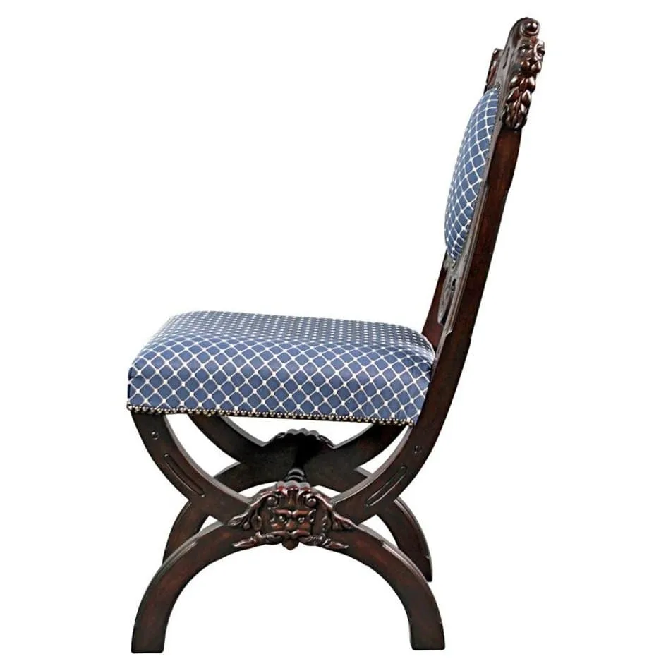 Medieval Gothic English Style Hand Carved Mahogany Dining Chair