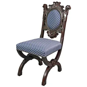 Medieval Gothic English Style Hand Carved Mahogany Dining Chair