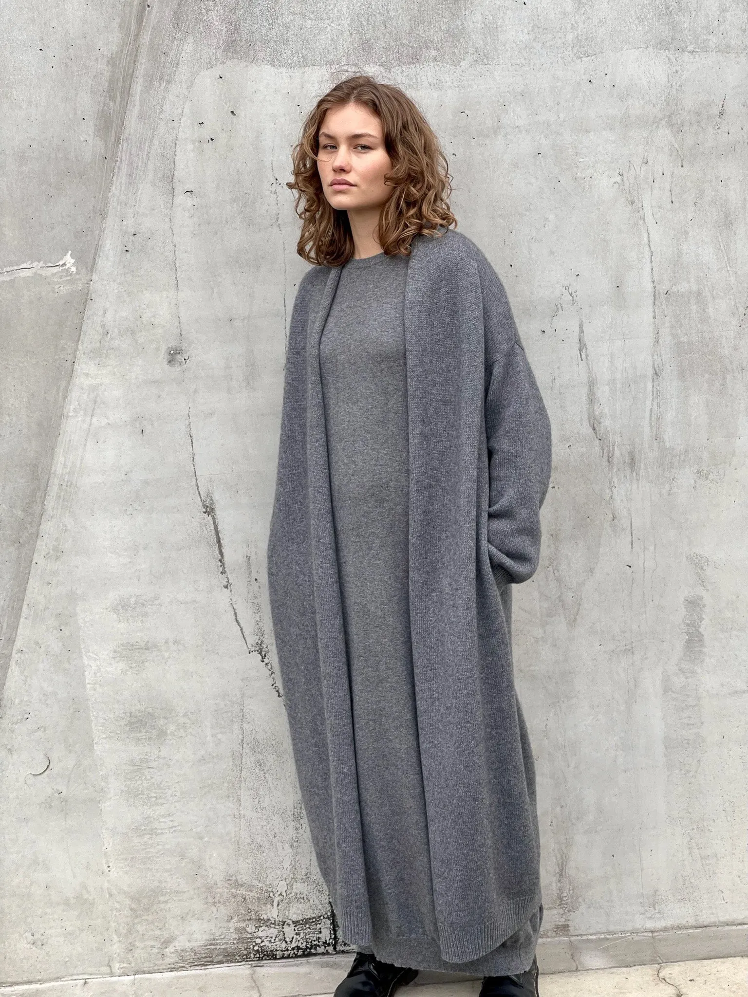 Melange Grey Cashmere Cardigan