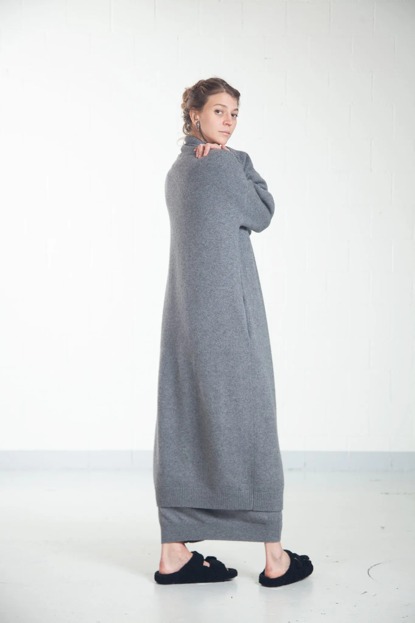 Melange Grey Cashmere Cardigan