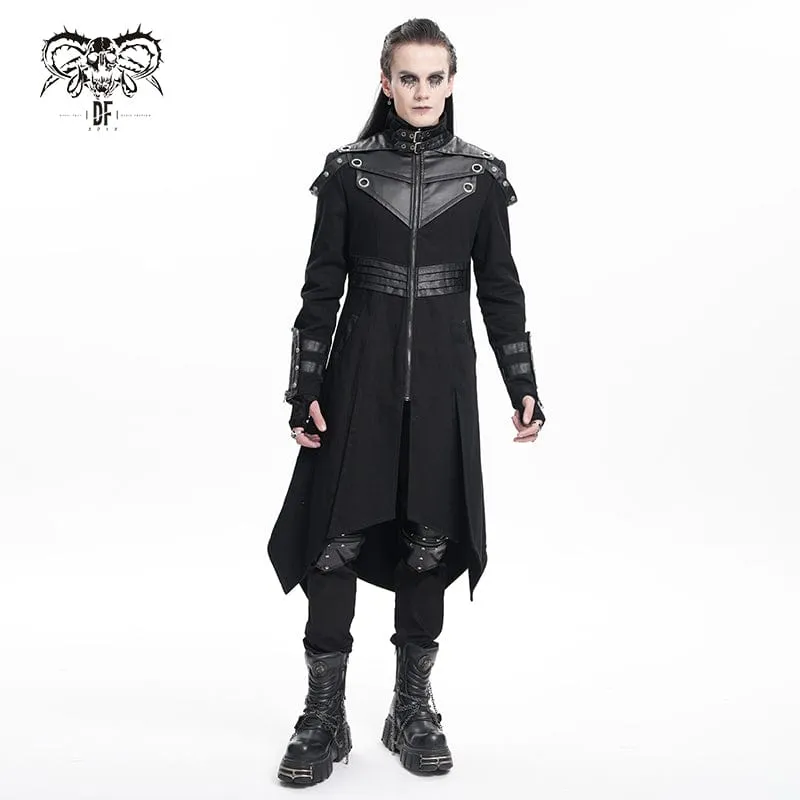 Men's Gothic Eyelets Buckle-up Ring Coat