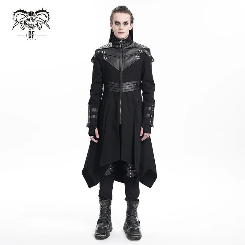 Men's Gothic Eyelets Buckle-up Ring Coat