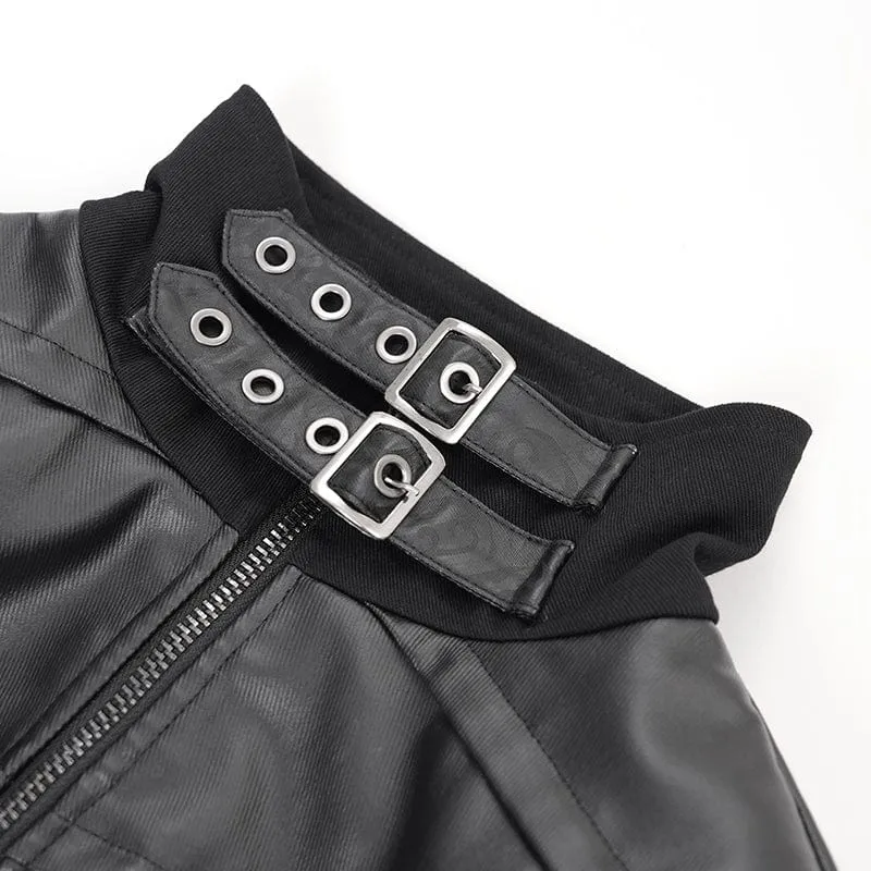 Men's Gothic Eyelets Buckle-up Ring Coat