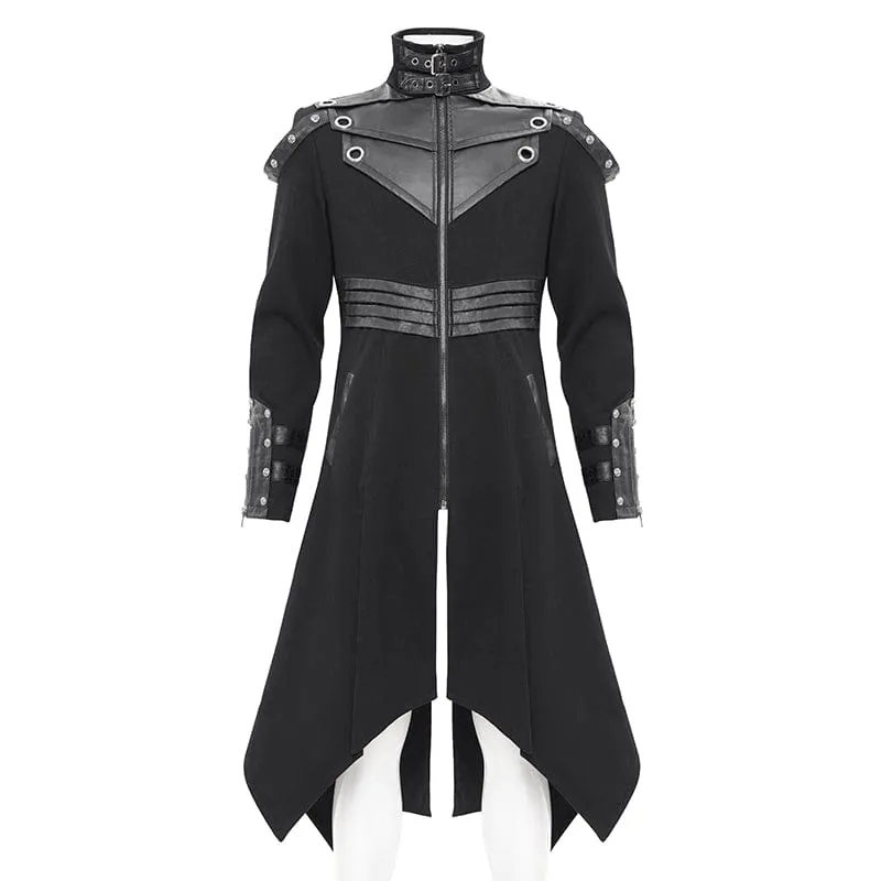Men's Gothic Eyelets Buckle-up Ring Coat