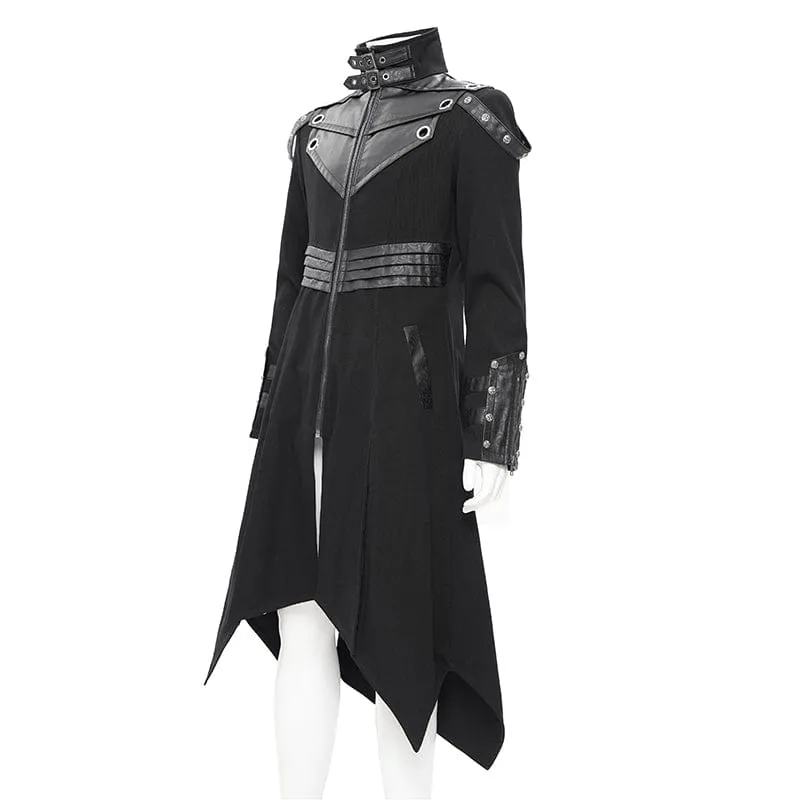 Men's Gothic Eyelets Buckle-up Ring Coat