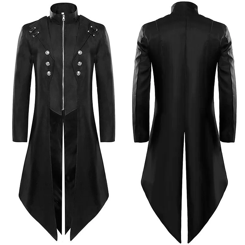 Men's Gothic Tailcoat Victorian Renaissance Costume Jacket Vampire Frock Coat for Halloween