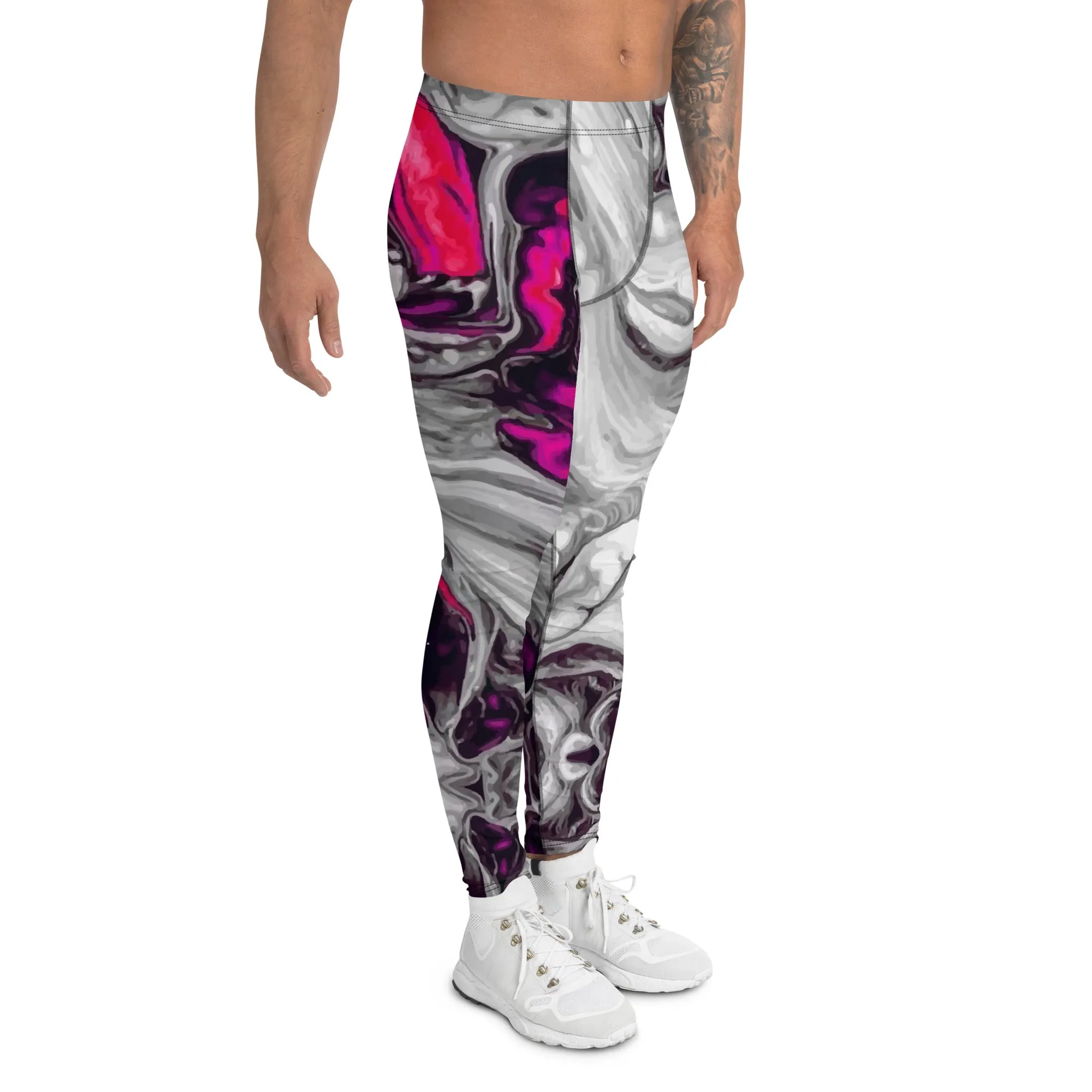 Men's Leggings, Lava, Pink, Grey