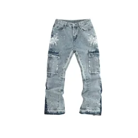Men's Splatter Slim Flare Cargo Jeans
