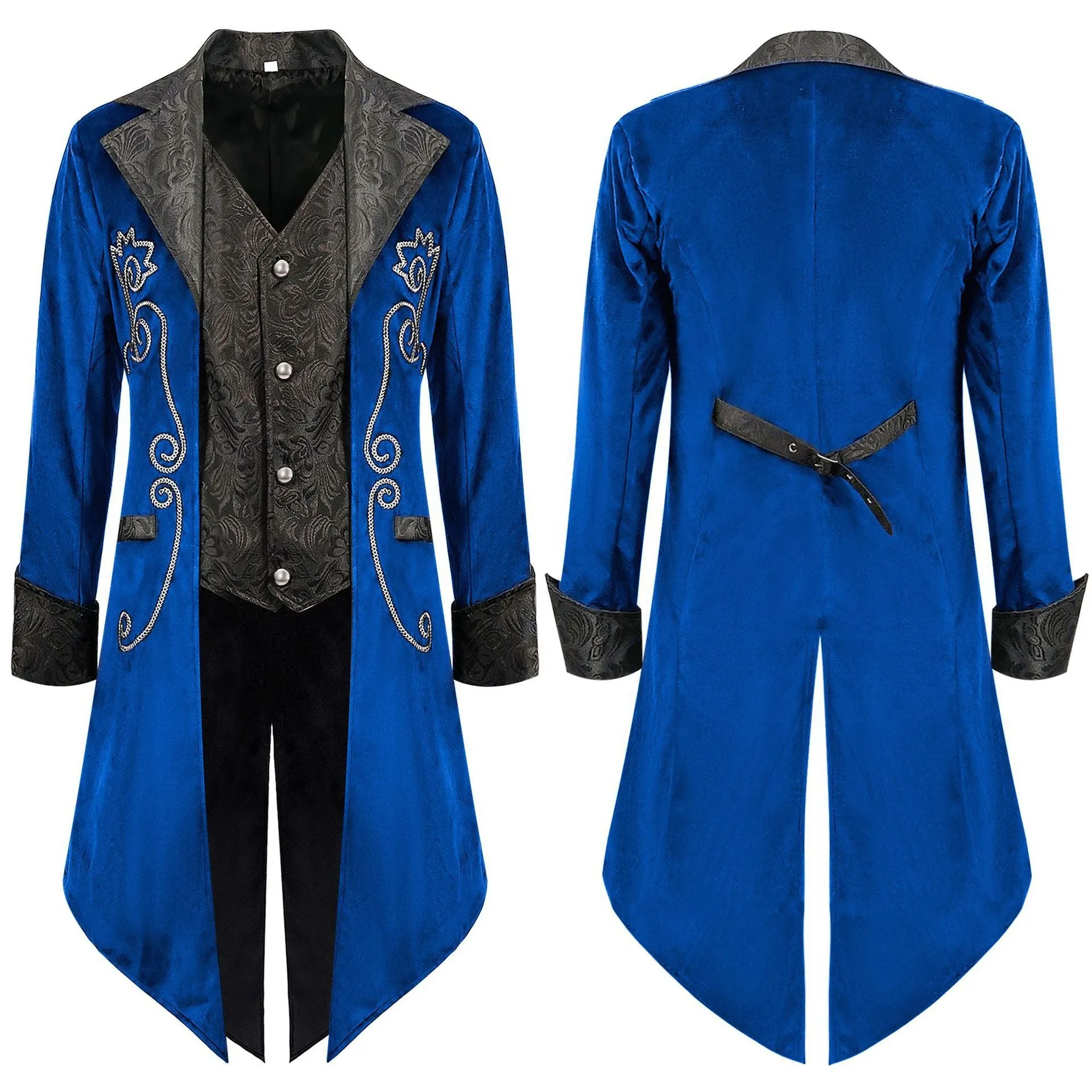 Mens Steampunk Tailcoat Jacket Gothic Medieval Victorian Frock Coat