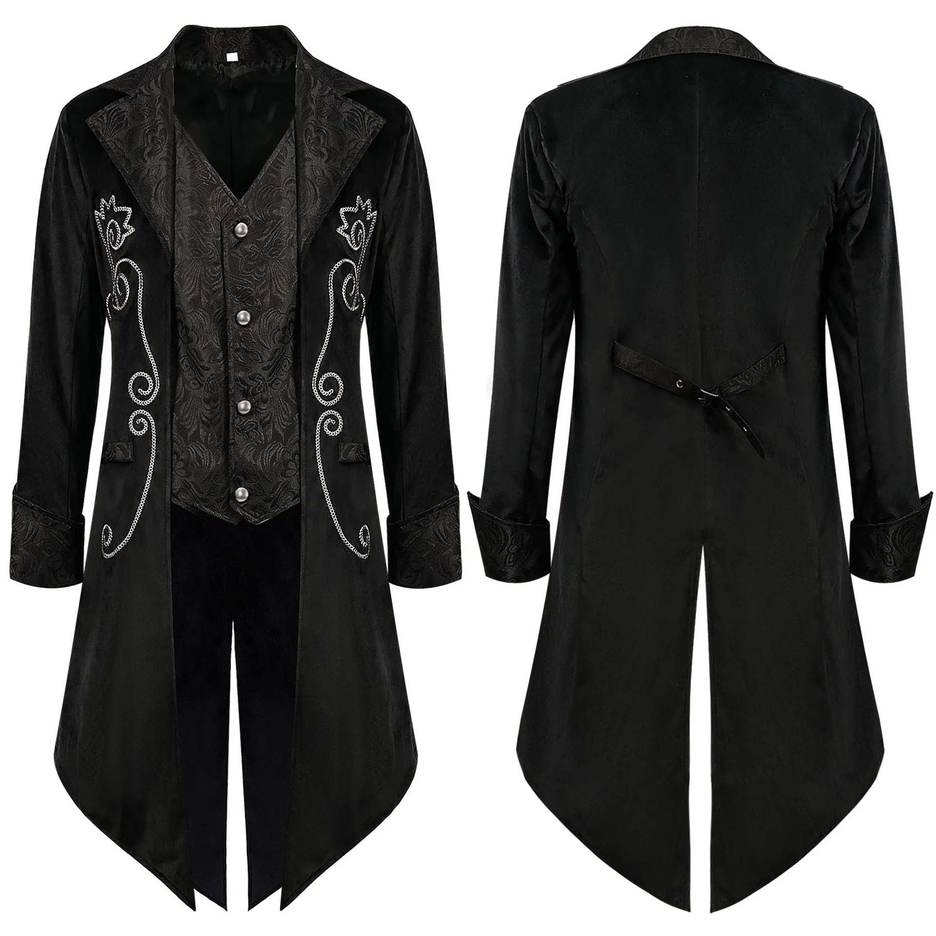 Mens Steampunk Tailcoat Jacket Gothic Medieval Victorian Frock Coat