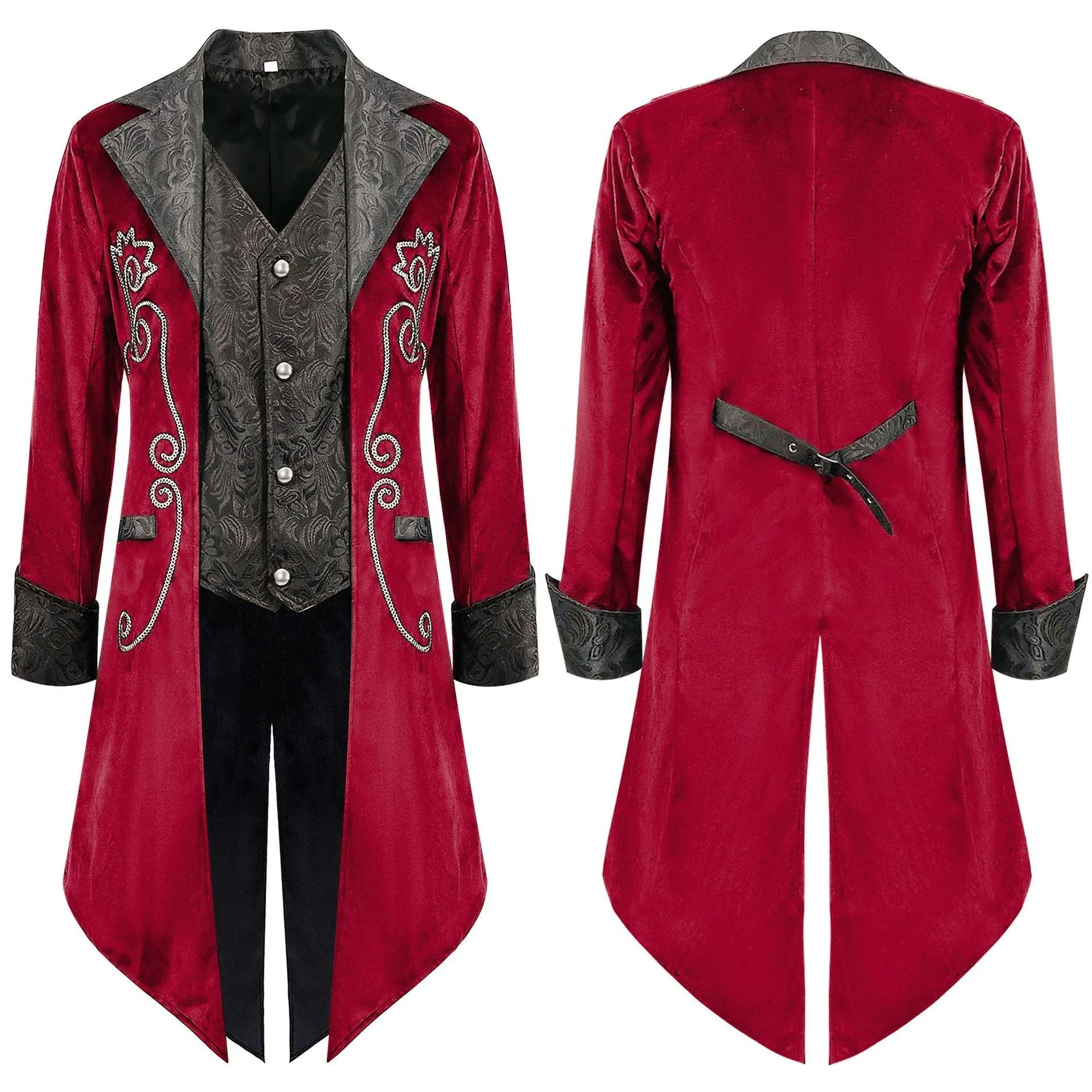 Mens Steampunk Tailcoat Jacket Gothic Medieval Victorian Frock Coat