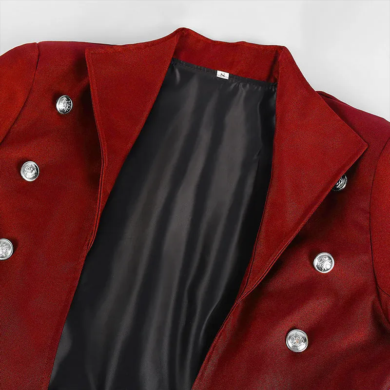 Mens Steampunk Vintage Jacket Gothic Victorian Frock Coat Uniform Halloween Costume Tailcoat