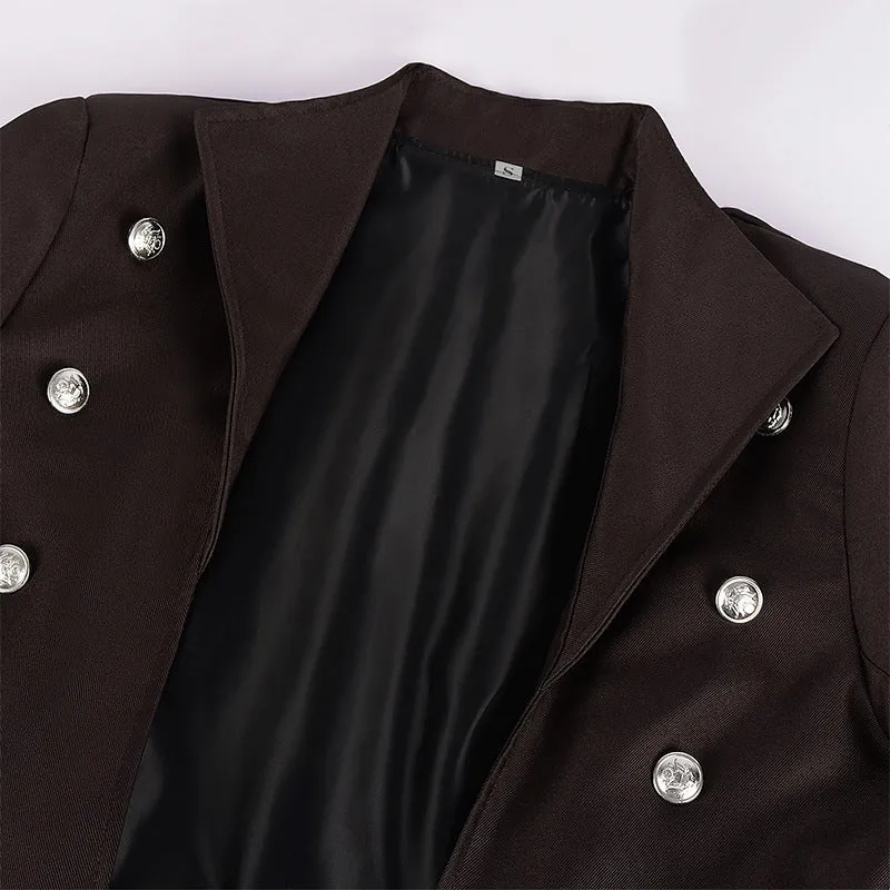 Mens Steampunk Vintage Jacket Gothic Victorian Frock Coat Uniform Halloween Costume Tailcoat