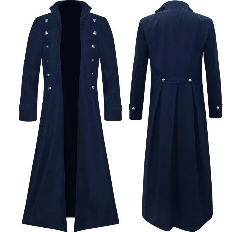 Mens Steampunk Vintage Jacket Gothic Victorian Frock Coat Uniform Halloween Costume Tailcoat