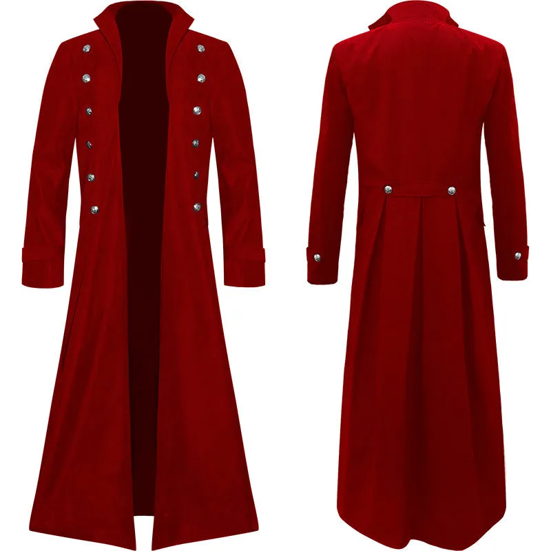 Mens Steampunk Vintage Jacket Gothic Victorian Frock Coat Uniform Halloween Costume Tailcoat