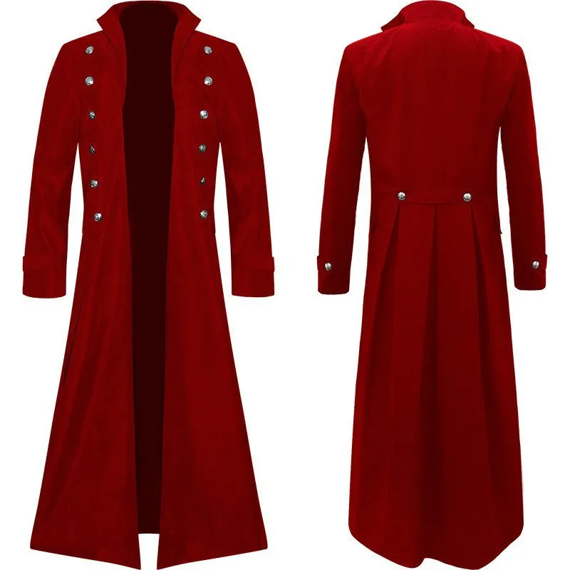 Mens Steampunk Vintage Jacket Gothic Victorian Frock Coat Uniform Halloween Costume Tailcoat