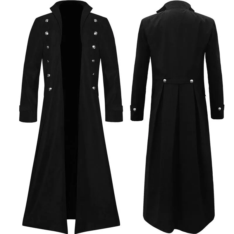 Mens Steampunk Vintage Jacket Gothic Victorian Frock Coat Uniform Halloween Costume Tailcoat