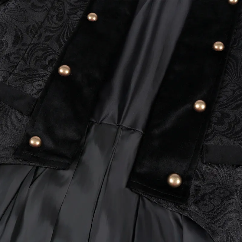 Men's Steampunk Vintage Jacket Gothic Victorian Frock Coat Uniform Halloween Costume