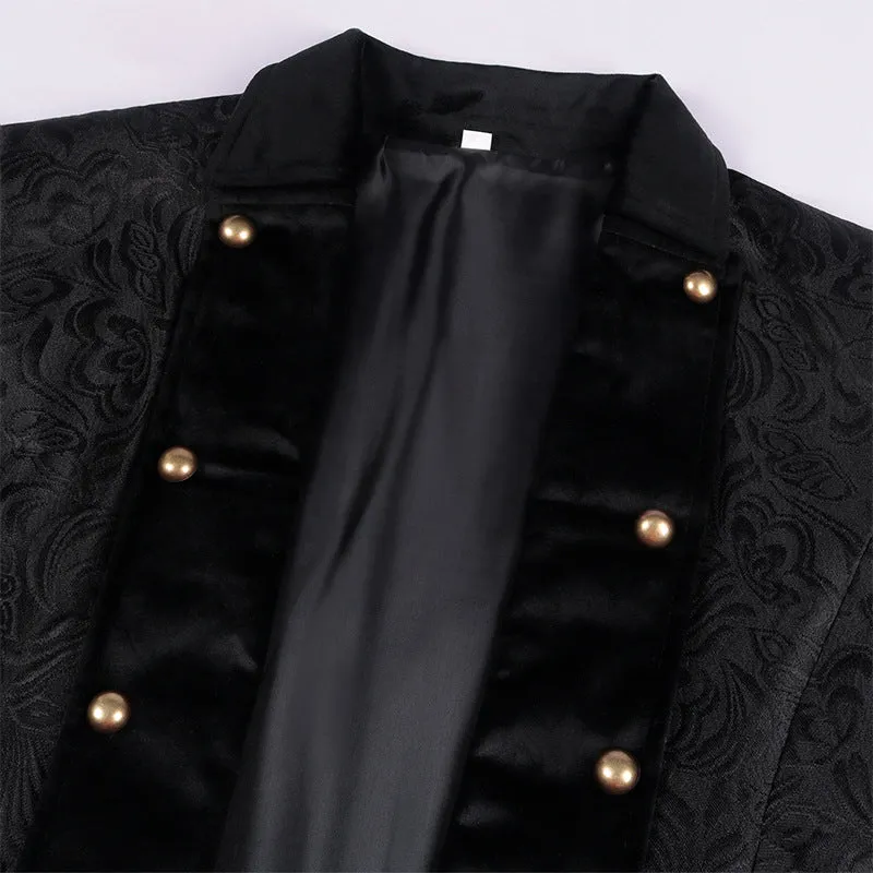 Men's Steampunk Vintage Jacket Gothic Victorian Frock Coat Uniform Halloween Costume