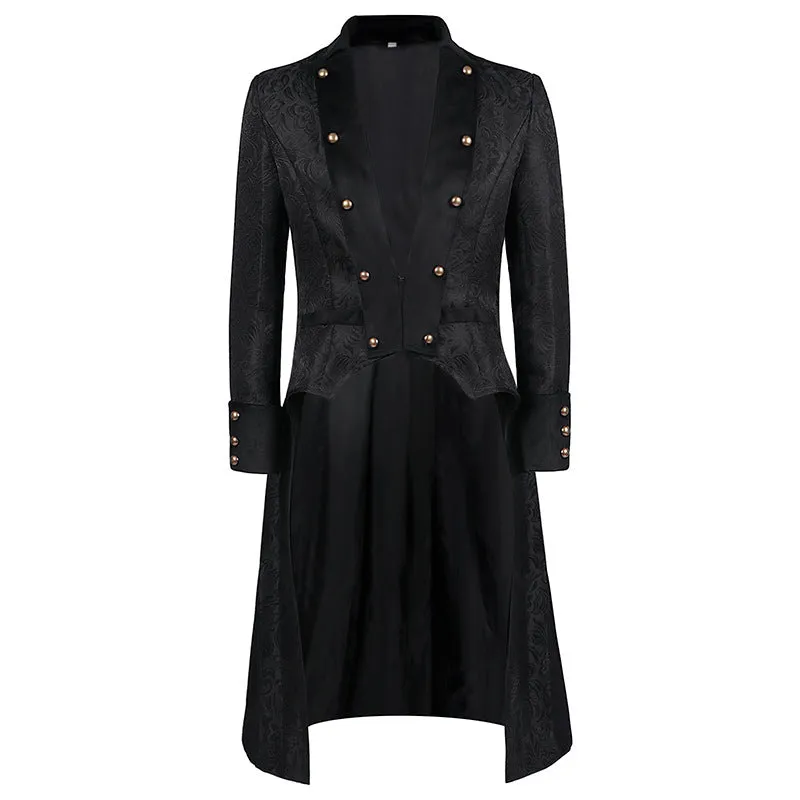 Men's Steampunk Vintage Jacket Gothic Victorian Frock Coat Uniform Halloween Costume