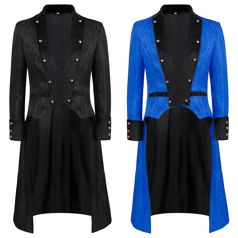 Men's Steampunk Vintage Jacket Gothic Victorian Frock Coat Uniform Halloween Costume