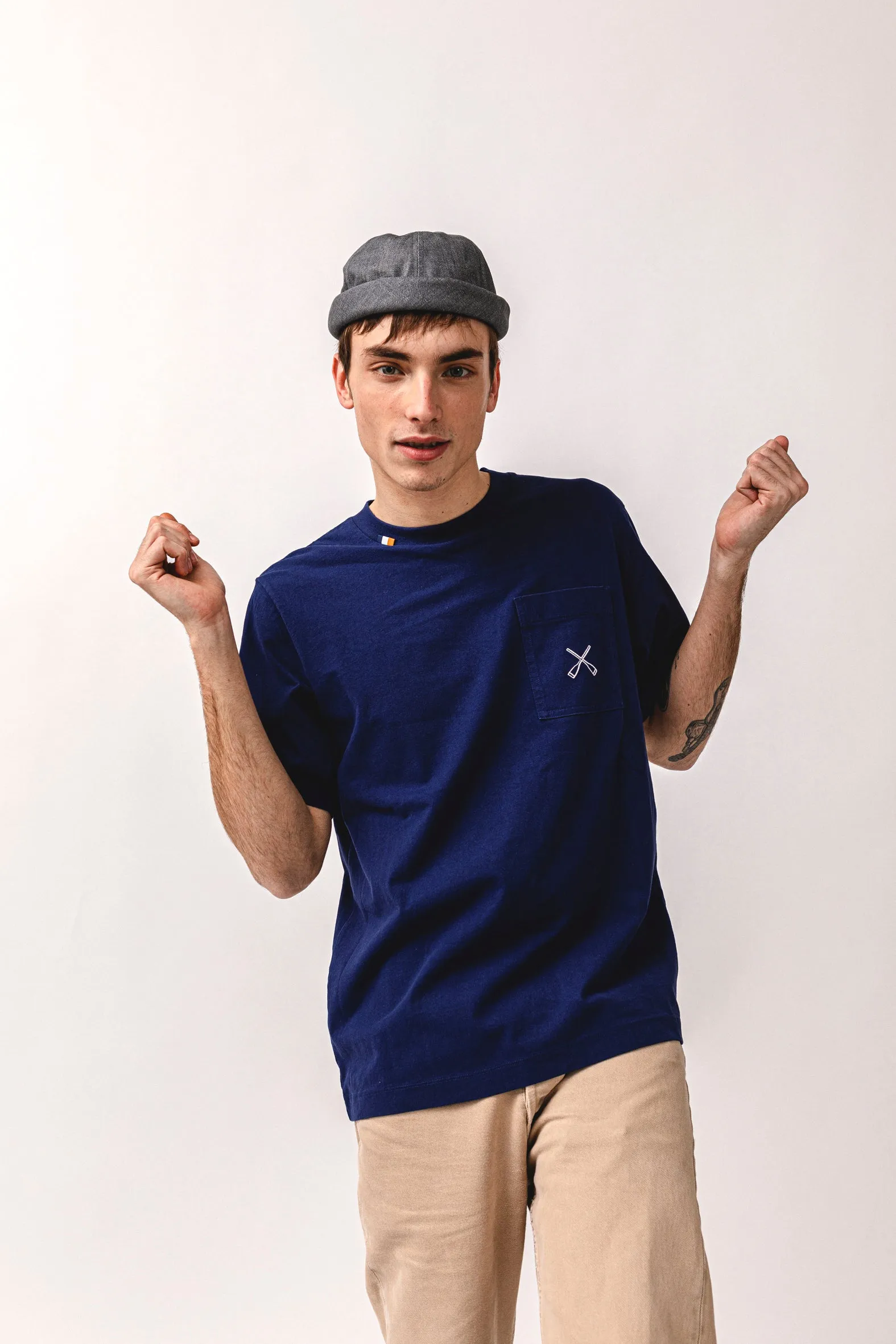 MIKI DOCKER HAT GREY DENIM