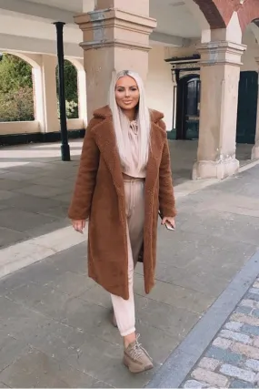 Milan Rust Longline Borg Teddy Coat