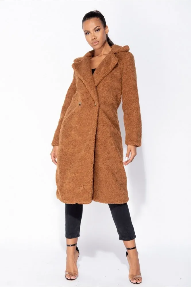 Milan Rust Longline Borg Teddy Coat