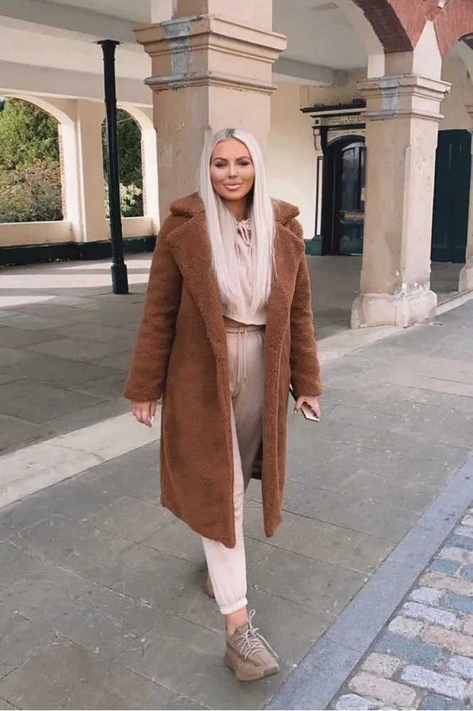 Milan Rust Longline Borg Teddy Coat
