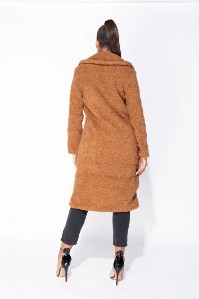 Milan Rust Longline Borg Teddy Coat
