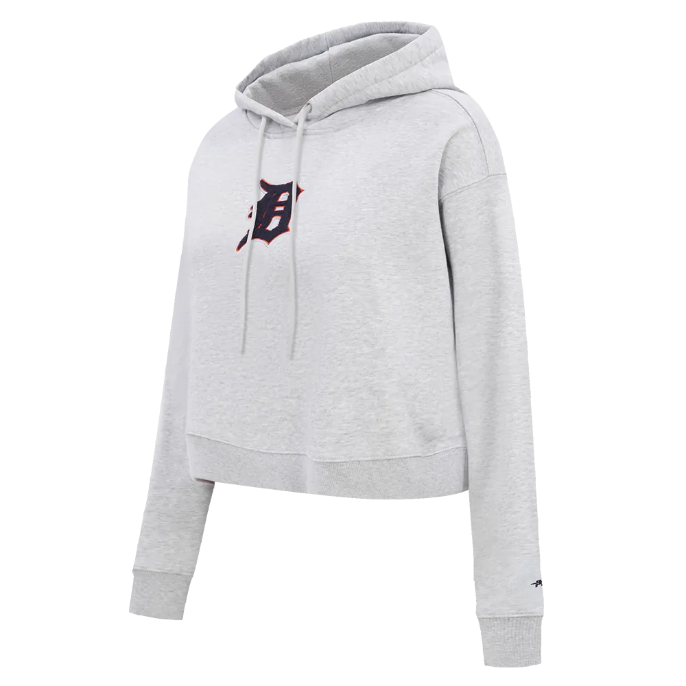 MLB DETROIT TIGERS CLASSIC WOMEN'S CROPPED PO HOODIE (HEATHER GREY)