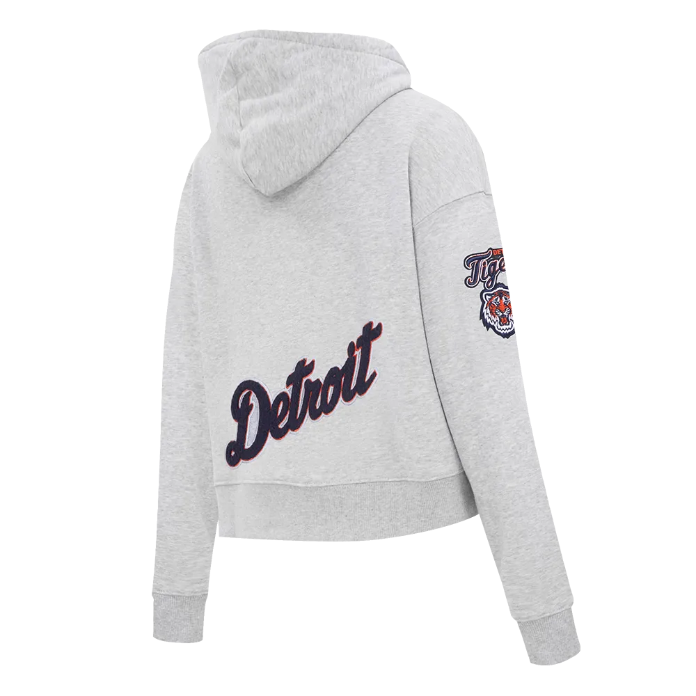 MLB DETROIT TIGERS CLASSIC WOMEN'S CROPPED PO HOODIE (HEATHER GREY)