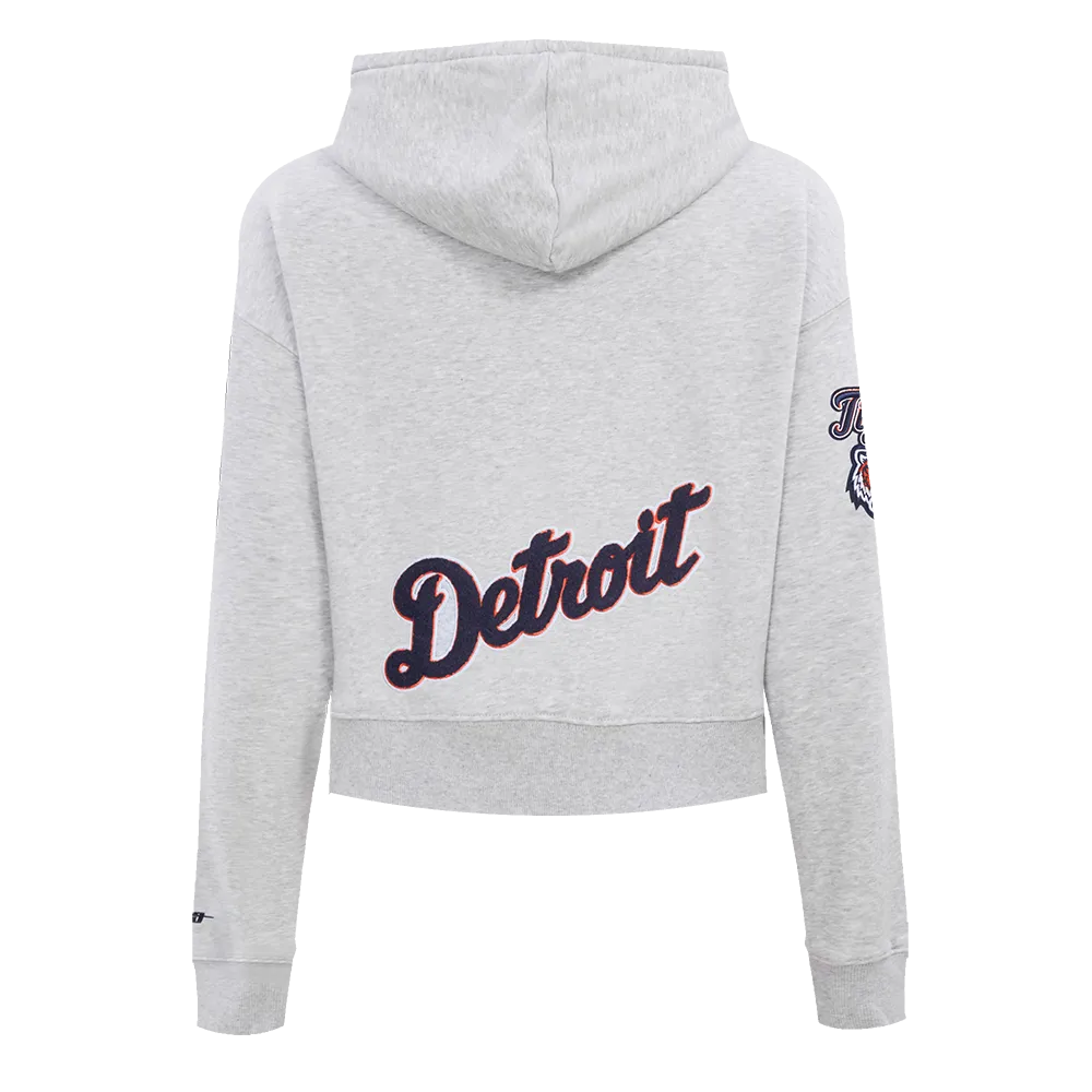 MLB DETROIT TIGERS CLASSIC WOMEN'S CROPPED PO HOODIE (HEATHER GREY)
