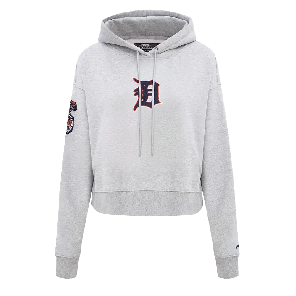 MLB DETROIT TIGERS CLASSIC WOMEN'S CROPPED PO HOODIE (HEATHER GREY)