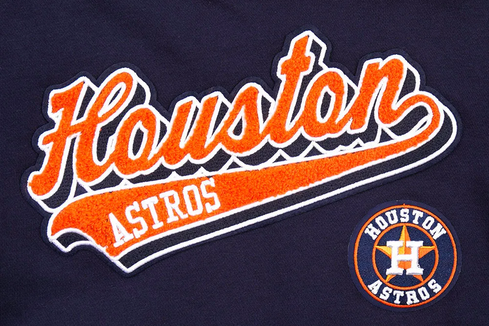 MLB HOUSTON ASTROS SCRIPT TAIL WOMEN'S RIB FLC CROPPED PO HOODIE (MIDNIGHT NAVY/ORANGE/MIDNIGHT NAVY)