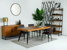 Mode 140-180cm Extendable Dining Table & Brown Houston Dining Chairs