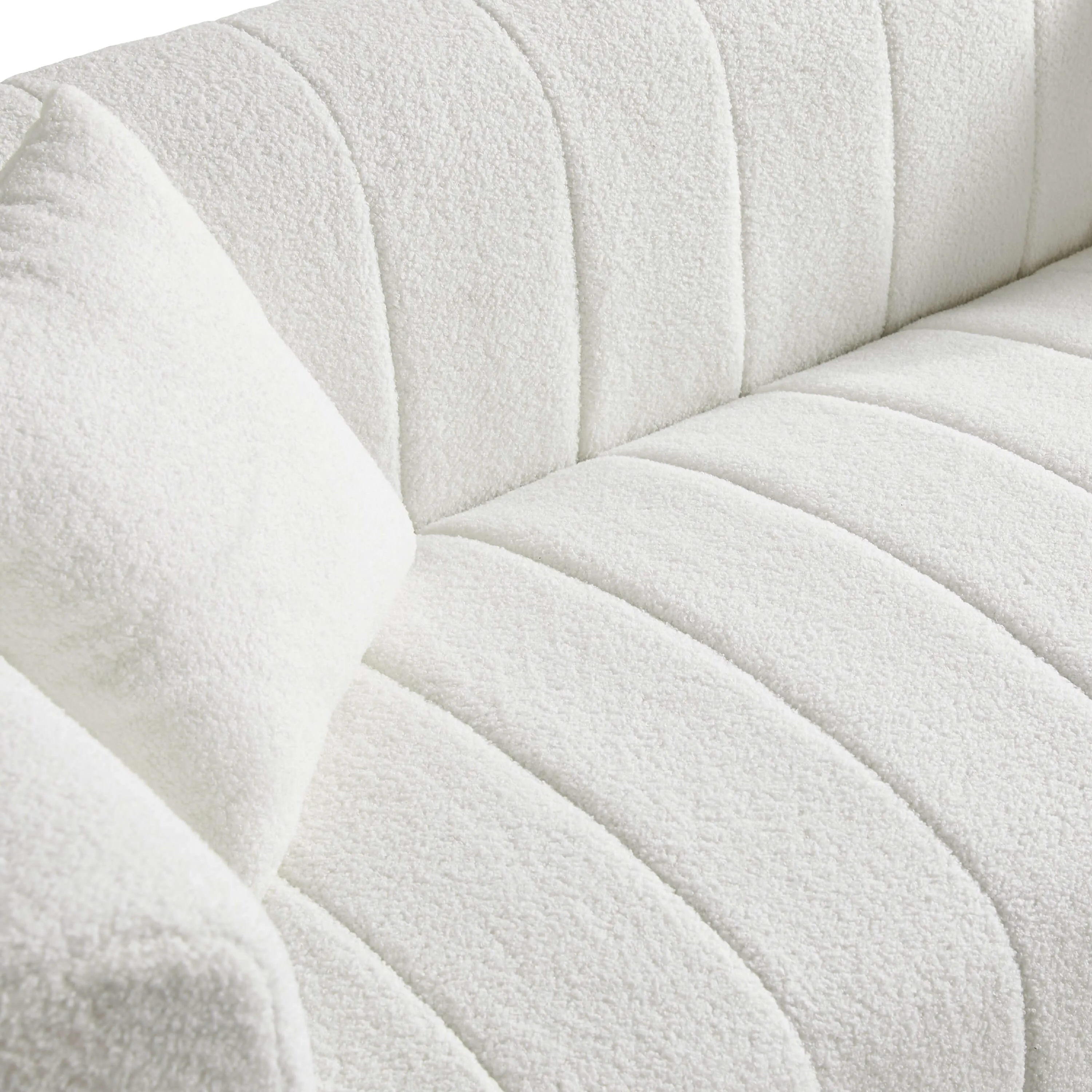 Modern Teddy White Velvet Sofa with Gold Legs