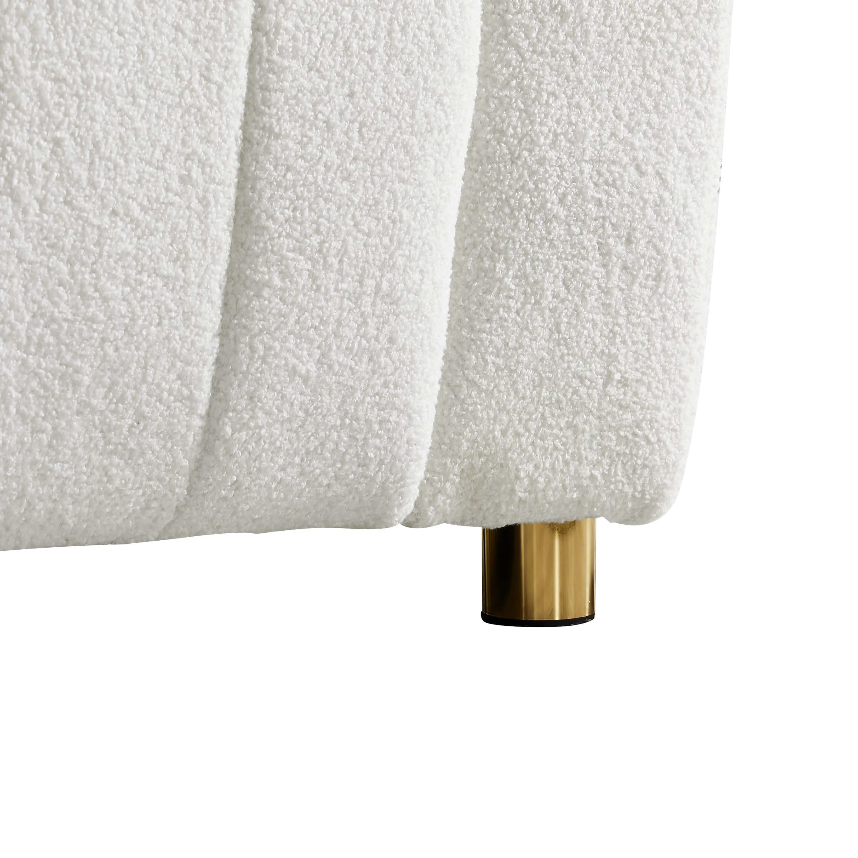 Modern Teddy White Velvet Sofa with Gold Legs