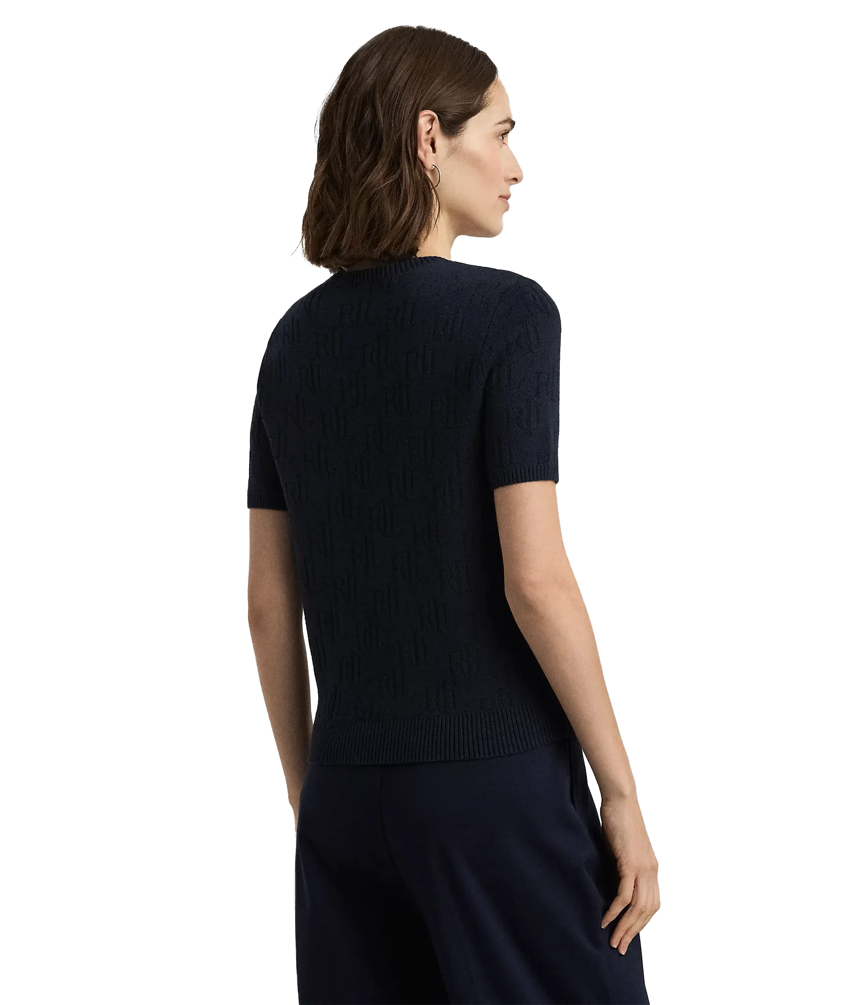 Monogram Jacquard Short-Sleeve Jumper - Black