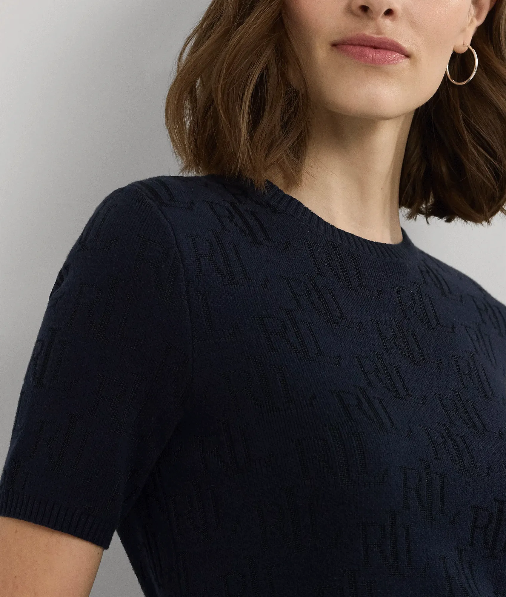 Monogram Jacquard Short-Sleeve Jumper - Black