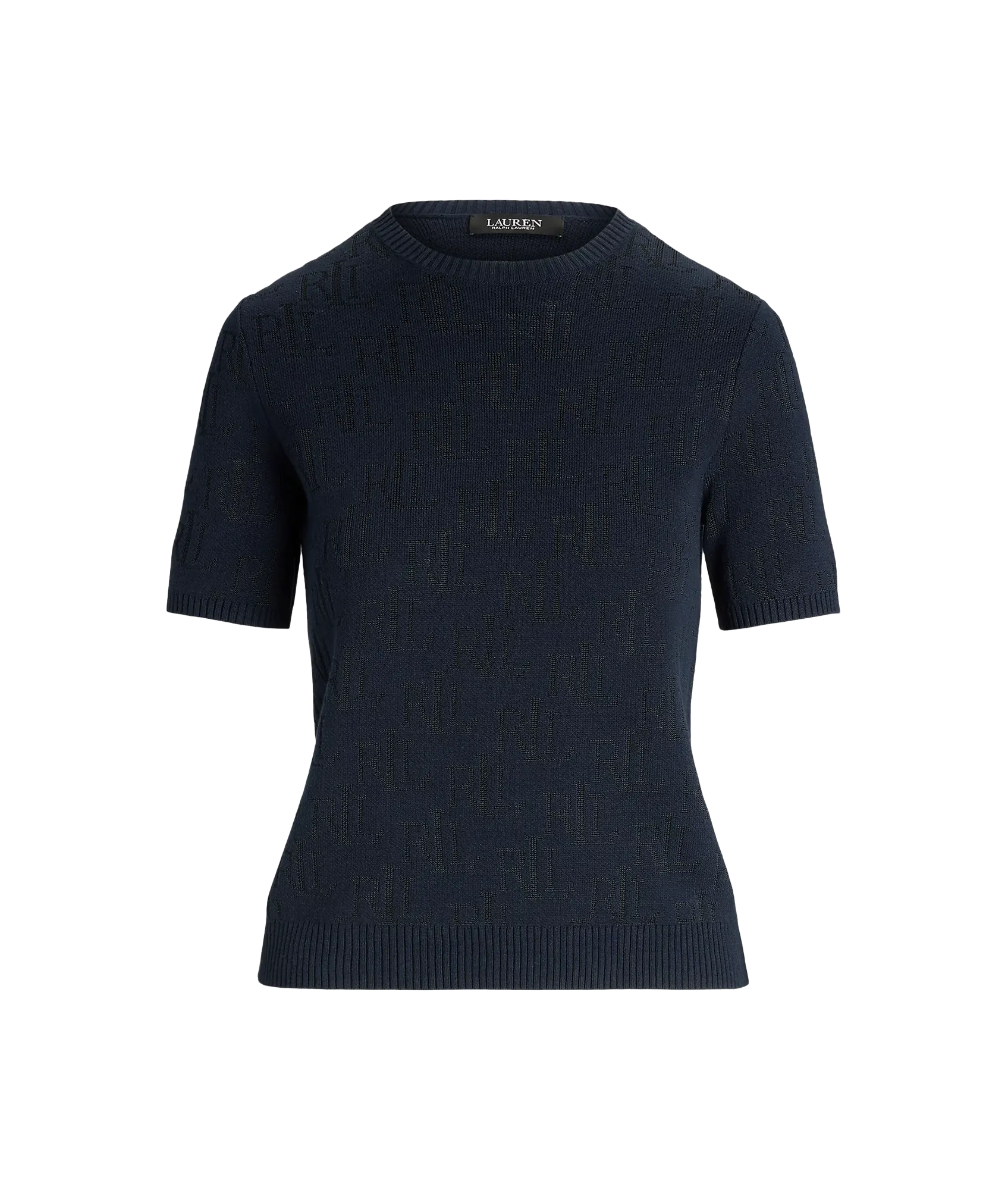 Monogram Jacquard Short-Sleeve Jumper - Black