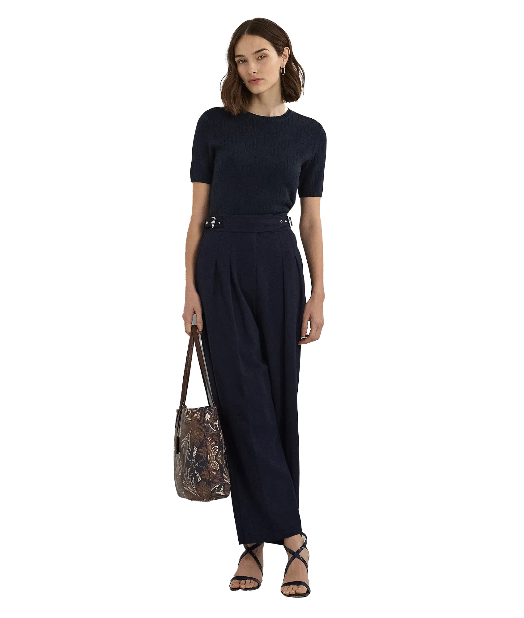 Monogram Jacquard Short-Sleeve Jumper - Black
