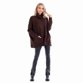 Mudpie Brown Webb Turtleneck Poncho