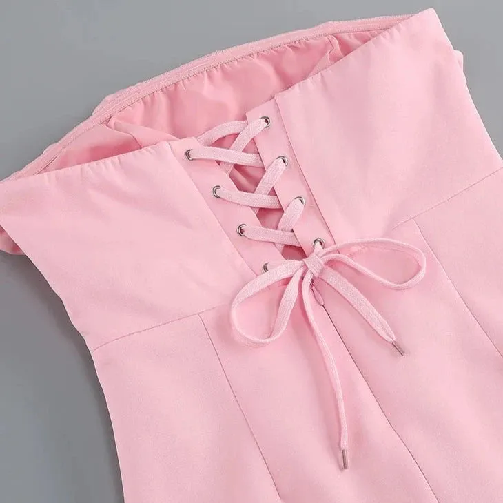 Myla Rosette Applique Tube Mini Dress