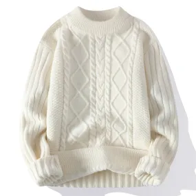 Neue männer Warme Pullover Gestrickte Pullover Rundhals Vintage Harajuku Lose Einfarbig Casual Winter Pullover Männer Pullover Mann