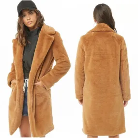New Forever 21 Longline Faux Fur Teddy Bear Coat, Sz S!