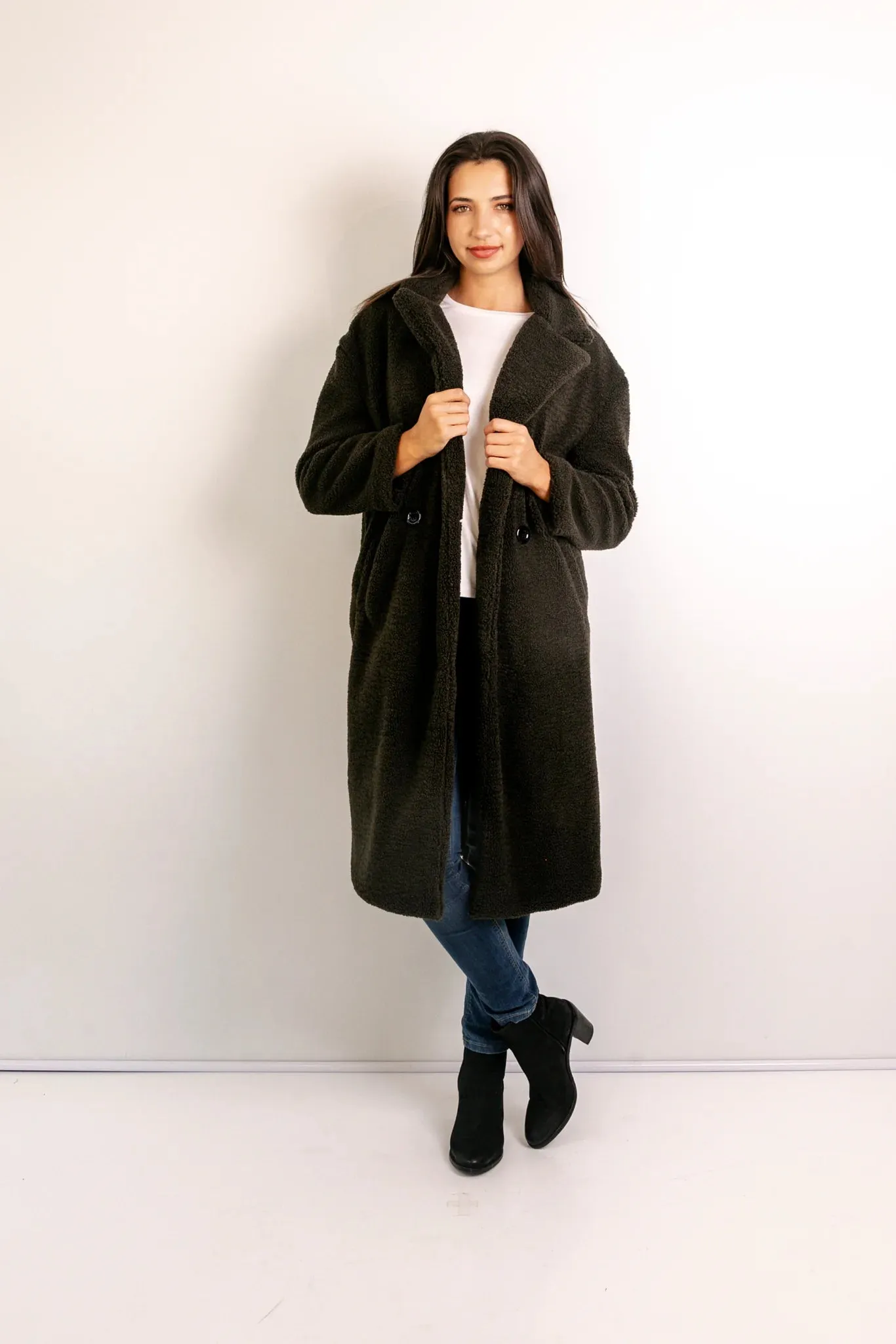 Nouvelle - Teddy Fur Lined Jacket, Khaki