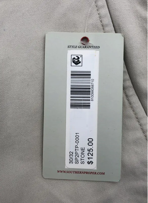 NWT Southern Proper Men's Stone Straight Leg Chino Pants - Size 30
